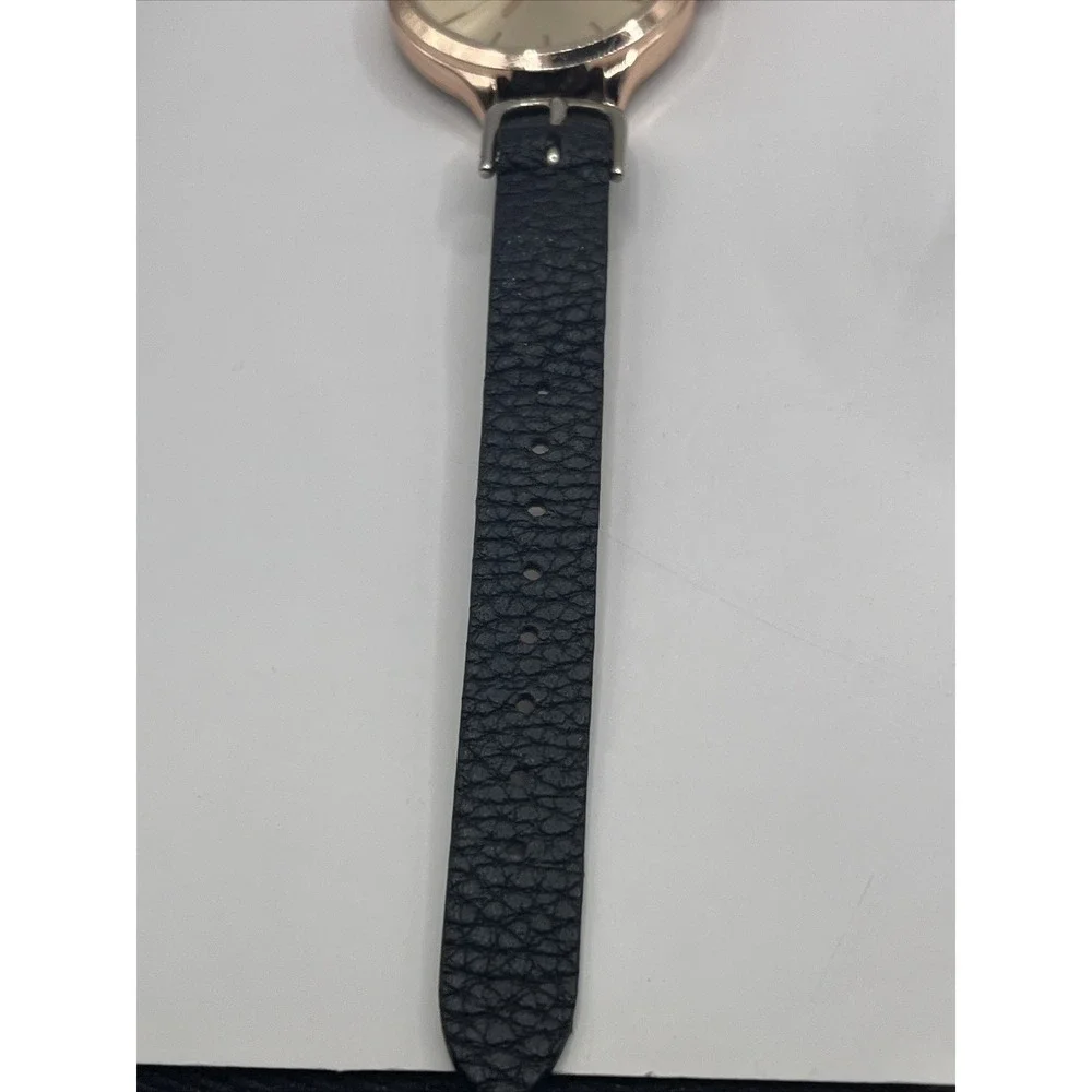 A New Day Women's Quartz Watch Rose Gold Case Black Band- New Battery‎